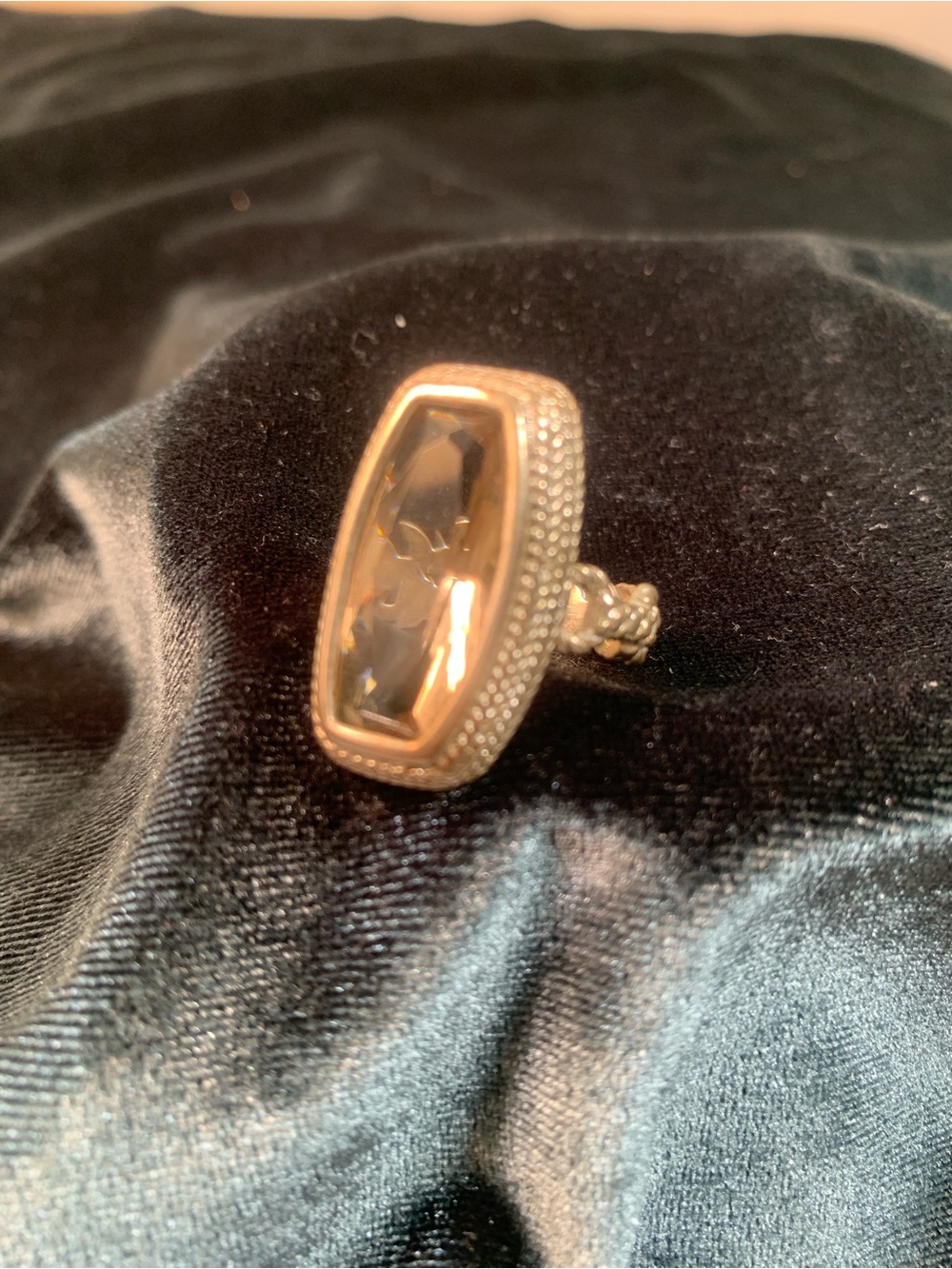 Gold-Tone Vintage Vibe Smoky Crystal Statement Ring